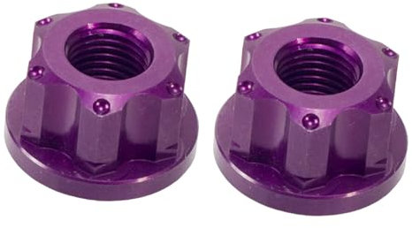 2X Achsmuttern für Fahrrad-Radnaben, Flansch-Achsmutter für Fahrräder, leichte Kontermutter, Vorderachsmutter, Qualitätsmaterial, violett