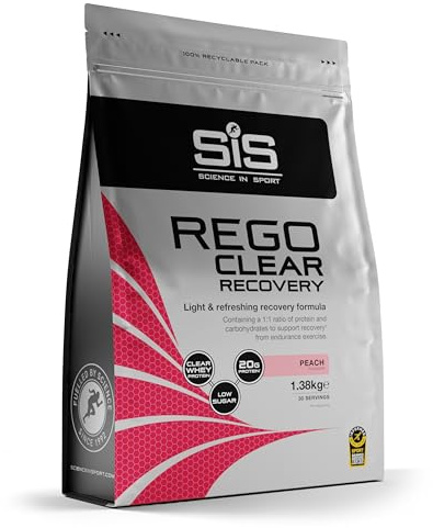 Science in Sport Rego Clear Isolate 1,38kg Melocotón - Bebida regeneradora en polvo con carbohidratos, proteínas, y vitaminas, Ayuda a entrenar eficazmente