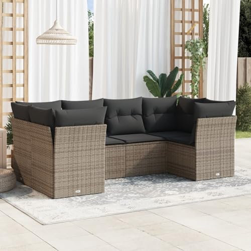 SECOLI Gartenmöbel-Set, Balkonmöbel aus PE-Polyrattan, Terrassenmöbel, Ecksofa Garten Balkonlounge Polyrattan Lounge Gartenlounge Terrassenmöbel Grau 6-tlg-Type-330