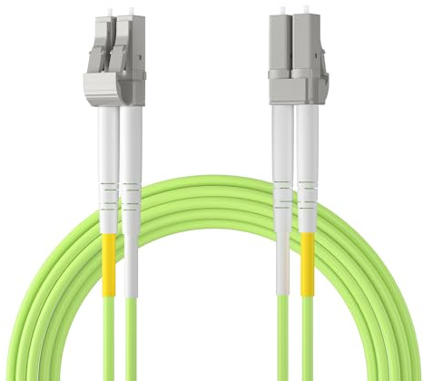 ipolex Cavo patch in fibra LC a LC multimodale, cavo fibra ottica 40/100Gb OM5, cavo Internet in fibra ottica duplex 50/125μm jumper fibra ottica LSZH per transceiver MMF SFP/SFP+, 15 metri, 1-Pack.