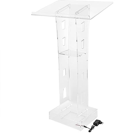 Loobiiny Podium Ständer Schreibpult zum Stehen Podium Stehpult Rednerpult mit Blauem LED-Licht für Schulen Kirchen Botschaften Hochzeit Reden Podiumständer