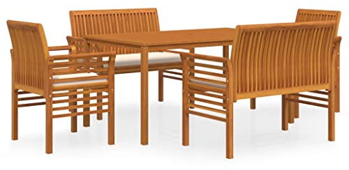 KTHLBRH 5-TLG. Garten-Essgruppe mit Kissen Massivholz Akazie Terrassenmöbel-Sets Outdoor-Möbel-Sets Gartenmöbel-Sets für Gärten, Terrassen und Balkone