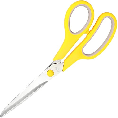 KINDOYO Tijeras Multifuncionales - Tijeras de 8 con Cuchillas Ultra Afiladas y Mangos de Agarre Cómodo para Escuela, Hogar, Oficina, Manualidades, Costura, Sastre y Uso Pesado, Amarillo