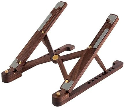 GSCLZ Soporte PortáTil Soporte de Madera for Ordenador portátil, Plegable, 8 Niveles, Altura Ajustable, Soporte for Ordenador portátil de 11-17'' para PortáTiles Tableta(Walnut)
