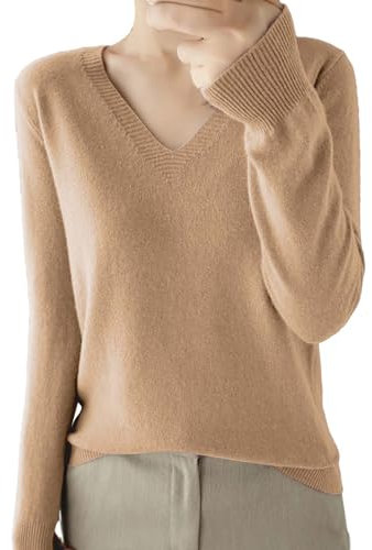 Your Orders Lightning Deals Cheap Items Sweatshirts for Women UK V Neck Knitted Pullover Sweaters Solid Color Fall Warm Long Sleeve Tunic Tops Longline Baggy Women Khaki