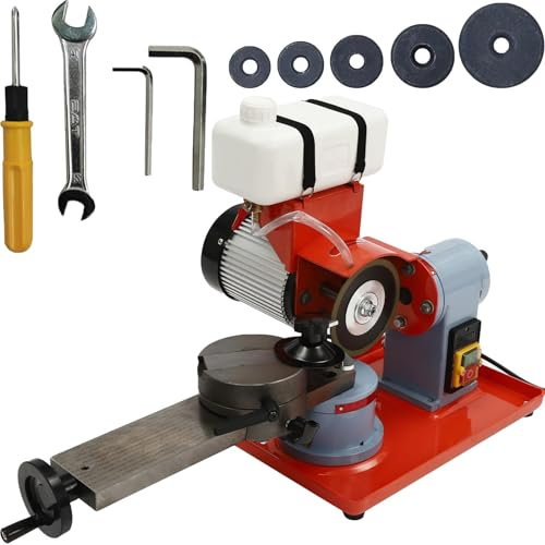 Affûteuse de lame de scie, affûteuse de lame de scie circulaire électrique 370 W avec réservoir d'eau, 5 centrages de scie, 2850 tr/min, broyeur d'angle rotatif humide, machine d'affûtage for lame