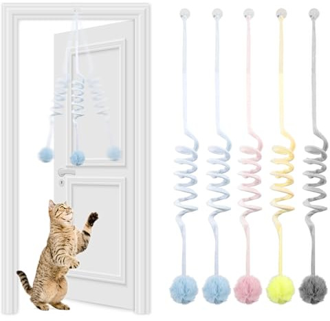 AMANDELIZABE 5 Stück Katzenspielzeug Hängende Türrahmen Selbstbeschäftigung Interaktives Katzenspielzeug Intelligenz Katzen Spielzeug Einziehbar Kätzchen Katzen Spielzeug Kitten, Cat Toys