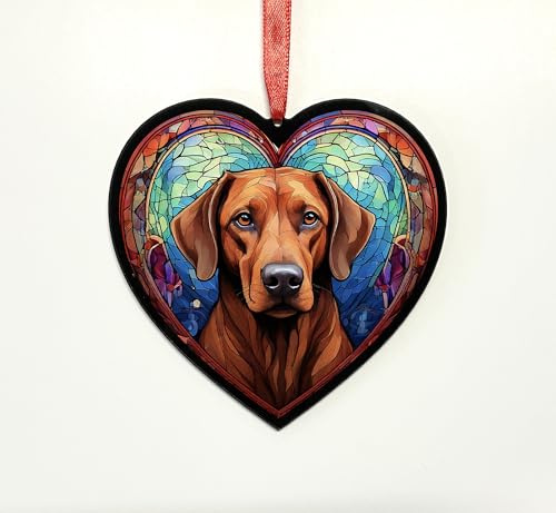 Rhodesian Ridgeback Heart Suncatcher - Memorial or Gift for Dog Lovers - 19cm