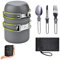Camping Geschirr Set, Camping Töpfe Aluminium, Faltbare Camping Kochset, Campingkocher Set mit Besteck und Topf, Outdoor Geschirr für Picknick Wandern, Camping Kochgeschirr Set