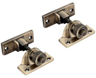 Pack of 2 Solid Brass Victorian Brighton Brass or Chrome SASH Screw Down Wedge Window Fastener (Antique Brass)