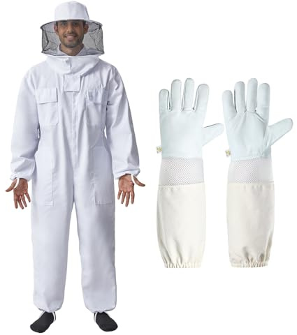 Professional Bee Suits for Men & Women with Round Veil, Beekeeping Suit with Ventilated Glove, Beekeeper Suit Bee Outfit for Backyard and Bee Keeper M