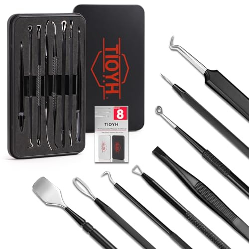 Blackhead Remover, Comedone Squeezer Set, Blackhead Remover, High-Quality Blackhead Remover, Acne Remover Set, Tweezers Set with Metal Housing (Black)