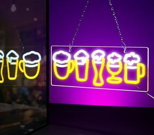 FITNATE Neon Bar Sign, Beer LED Neon Light for Wall Decor, Dimmable USB-Powered Art Deco Light, Durable & Energy-Efficient, Home Bar & Party Decor