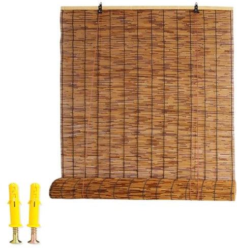 Bambusrollo für Fenster Wetterfest Bambus Rollo mit Lifter Sonnenschutz Sichtschutz für Aussen Terrasse Balkon Garten 50 80 110 140 170 180cm