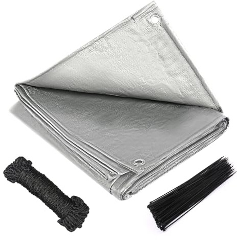 Bâche de protection imperméable avec œillets - 2 x 3 m - Avec corde et serre-câbles - Bâche de protection en tissu pour camping, jardin, piscine, voiture, trampoline