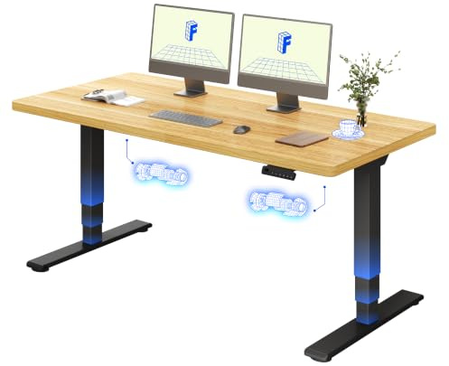 FLEXISPOT Höhenverstellbarer Schreibtisch mit Dualmotor 160×80 cm | 3-stufigem Gestell – Ergonomischer Standing Desk für Kreative, Multiscreen & Home Office, 100 kg Tragkraft (Ahorn+Schwarz)