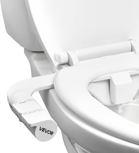VEVOR Bidet Attachment for Toilet, Self-Cleaning Bidet Toilet Seat Attachment - Dual Retractable Nozzles, Adjustable Water Pressure, Easily Installed Cold Water Sprayer for Rear Feminine Wash, White