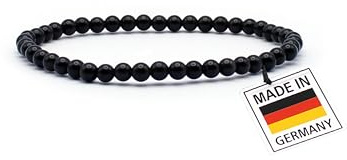 Obsidian Snow Armband Gleichlaufend - Handgefertigtes Perlenarmband aus Deutschland - Hochwertiger Schmuck für Damen und Herren - Edelstein Armband Schwarz