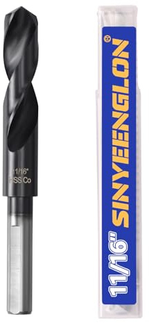 11/16 Drill Bit for Metal and Hardened Steel, M35 Cobalt 1/2 Inch Reduced Shank Industrial Grade Heavy Duty Drill Bit, with Index Storage Case