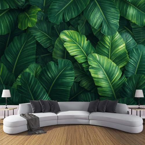 DACRWEKZ Papier Peint Soie plantes tropicales, 300 x 210 cm, Poster Geant Mural Personnalisé, Grande feuille de bananier, pour Salon Chambre restaurant Décoration Murale