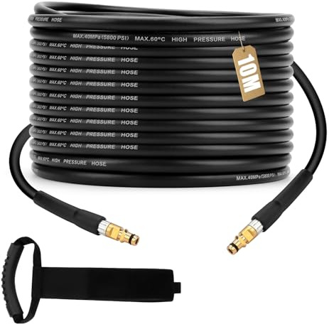 AROMUJOY 10M Manguera de alta presión para Kärcher K2 K3 K4 K5 K6 K7, manguera de limpiador a presión con extensión y sistema de conexión rápida Click Quick Connect, manguera de repuesto para
