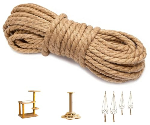 Ezitruz Juteseil 10 mm, 24 M Juteschnur, Natur Tau Seil Kordel, Jutekordel Robustes Bastelschnur Reißfestes Hanfseil für DIY Dekoration Garten Schiffstau Katzenkratzer Bindung Verpackung