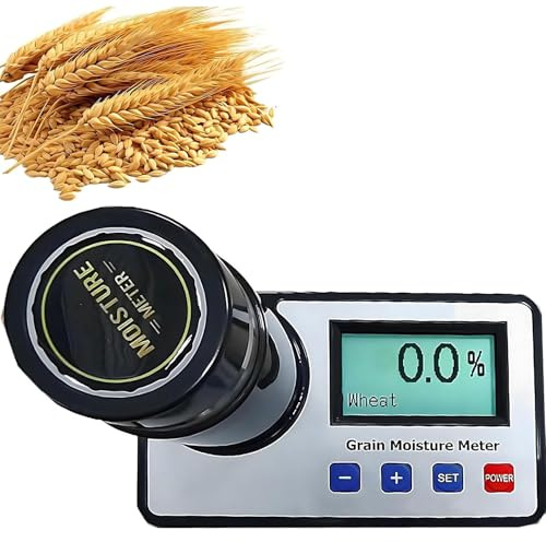 Nuxyyds Misuratore di umidità per Cereali, Rilevatore di umidità Intelligente per Cereali con ATC, Intervallo di Misurazione 3-40%, per Grano, Mais, caffè E 19 Tipi di Cereali Test
