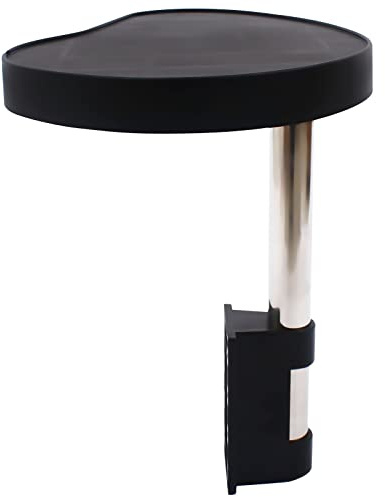 Spa Caddy Side Table Tray Badewannen Tablett 360° Drehdesign Snack und Getränkehalter aus Edelstahl PP ABS 59x37cm Schwarz für Whirlpool Spa Badezimmer