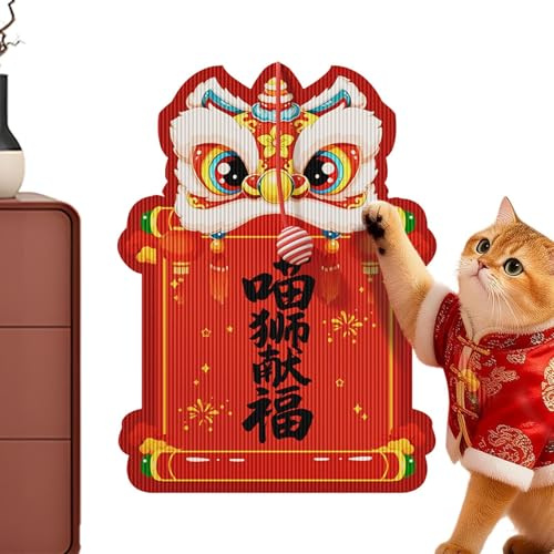 Rascador para Gatos, Almohadilla montada en la Pared para sofá de Puerta de casa Interior, construcción de Tela con Acento Festivo del Año Nuevo Chino, de Garra de molienda, Ejercicio de