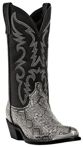 DSFIHJO Stivali da cowboy uomo con motivo a serpente, fatti a mano, stivali a metà polpaccio, retrò a punta, taglie forti 38-48, scarpe unisex Botas(Silver,42)
