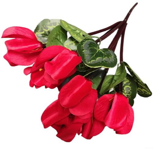 Advokingtap Bouquet di ciclamini artificiali a 7 rami con fiori in tessuto di seta multicolore per un'elegante decorazione domestica, da tavolo o da esposizione su mensole, soggiorno, camera da letto