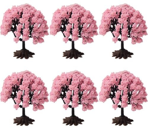 Ymxygz 6 Pezzi Mini Alberi di Ciliegio in Fiore, Alberi Finti, Modelli Artificiali di Ciliegio in Fiore in Miniatura per Artigianato, Decorazione di Case delle Bambole E Giardini.