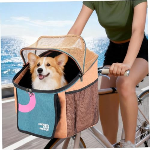 Hundcykelkorg och husdjursbärare, snabbfrigörande konvertibel kattbärare för cyklar/elcyklar multifunktionell som ryggsäck, handväska och säng, orange, hundkorgscykel