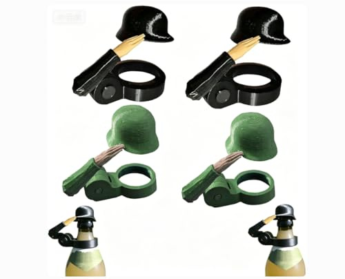 4 Stück Bierflaschenverschluss Soldat Salut Bierflaschen Helm Soldatengruß Bierflaschenhelm Soldaten Salut Bier Flaschen Verschluss, Flaschenverschlüsse für Bierflaschen Soldatengruss Bier (A)