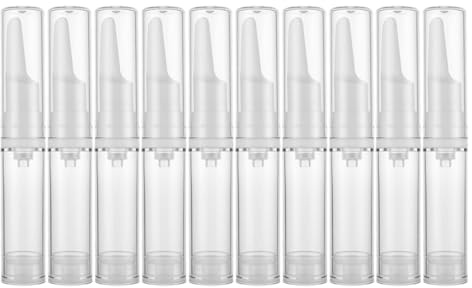 SWOOMEY Lot de 10 Flacons Pompe Airless en Plastique 5ml Bouteilles sous Vide pour Sérums Contour des Yeux Essentiels de Voyage Usage Quotidien