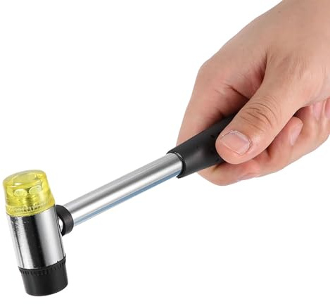 Qudinip Martello di Gomma Martello in Gomma Morbida Staccabile a Doppia Faccia per Artigianato in Pelle e Artigianato 23,5 Cm/9,25 Pollici con Manico in Acciaio (25MM)