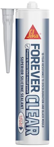 Sika Forever Clear Anti-Mould Silicone Sealant – Permanently Waterproof – Suitable for Internal and External Use – Clear – 295ml