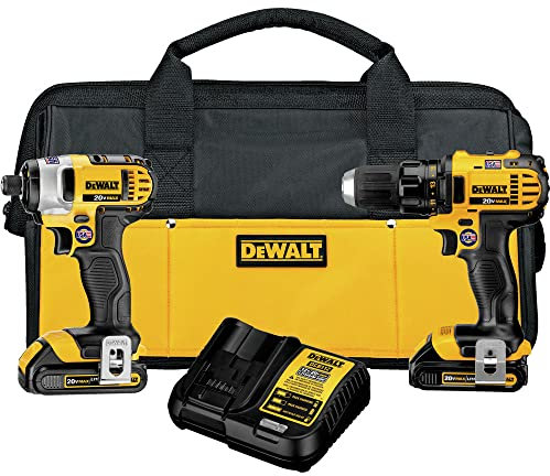 DEWALT (DCK280C2) - Kit combinado de destornillador de impacto y taladro de 20 V máx