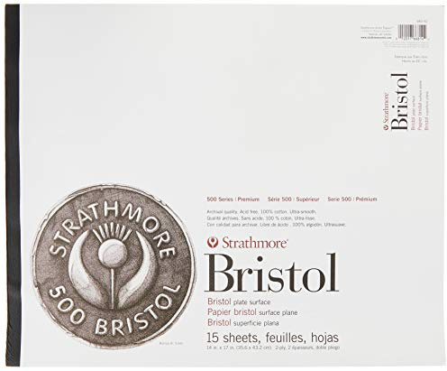 Strathmore 580-92 500 Series Bristol, 2-lagige Plattenoberfläche, 35,6 x 43,2 cm, 15 Blatt