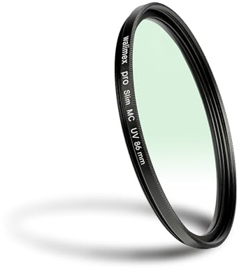 Walimex pro UV-Filter Slim MC 86mm - Schutz vor UV-Strahlen und Verschmutzung, Hochwertige Mehrschichtvergütung, mit äußerst dünner, gering auftragender Metallfassung, Inkl. Schutzhülle