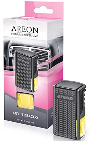 AREON Auto-Lufterfrischer, Anti-Tabak-Clip, Parfümflasche, Diffusor, Flüssigglas, nachfüllbarer Halter, Mini, langlebig, 8 ml, 1 Stück