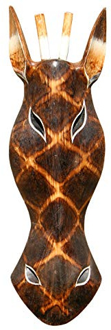 Wogeka - 50 cm Giraffe Holz Wandmaske - Deko Schnitzerei Handarbeit Tier Afrika Maske 04