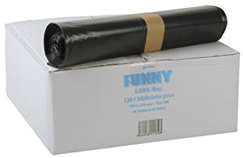 Funny LDPE-Regenerat Müllsäcke, grau, gerollt, 120 l, Typ 100, 1er Pack (1 x 150 Stück)
