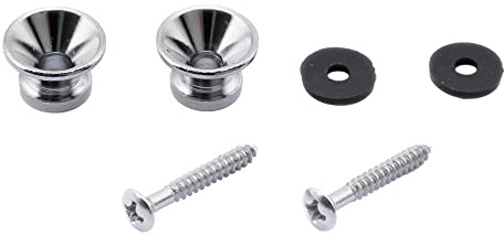 Musiclily Basic Gitarren Gurtknöpfe Metall Gurtpins Chrom 2 Stück | für E-Gitarre/Klassische Akustik Gitarre/ Bass /Ukulele