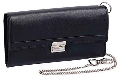 TOSCANA Leder Kellnerbörse Kellner Börse (161B) Taxibörse Geldbörse Gastro Kellnertasche mit Kette Neu