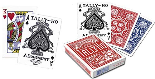 2 Decks of TALLY HO No 9 Original Fan Back Playing Cards RED and Blue