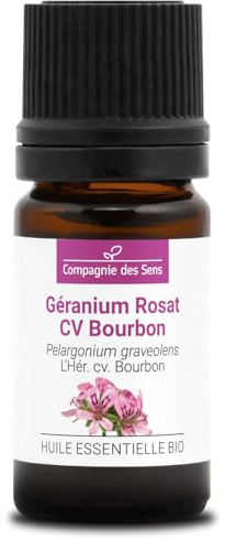 GÉRANIUM ROSAT CV BOURBON BIO - 5mL - Huile Essentielle de Qualité Premium - 100% Pure, Naturelle, Garantie ChromaCert - Chémotypée et Intégrale - La Compagnie des Sens