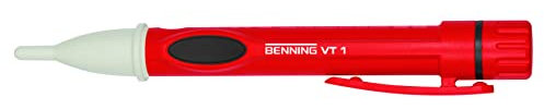 BENNING VT 1 berührungsloser Phasen- und Kabelbruchprüfer (Prüfart 1-polig, Phasenprüfung an Steckdosen, isolierter Leitungen, Spannungsmessbereich 200 V - 1000 V AC) 20054, Rot