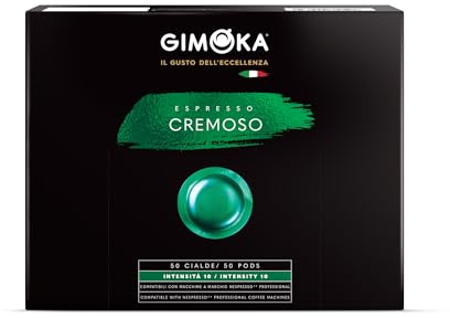 Gimoka Mezcla de Café Espresso Cremoso, intensidad 10/11-50 Cápsulas - Compatibles con Máquinas de Café Nespresso* Professional Business Zenius y Gemini - Producido en Italia