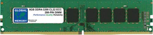 GLOBAL MEMORY 8Go DDR4 3200MHz PC4-25600 288-PIN ECC DIMM (UDIMM) MÉMOIRE RAM pour SERVEURS/WORKSTATIONS/Cartes Meres